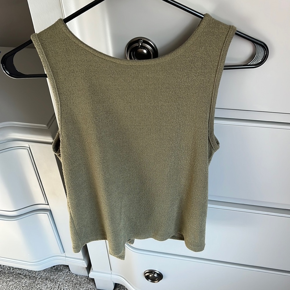 Green lightweight tank top with a tie back
